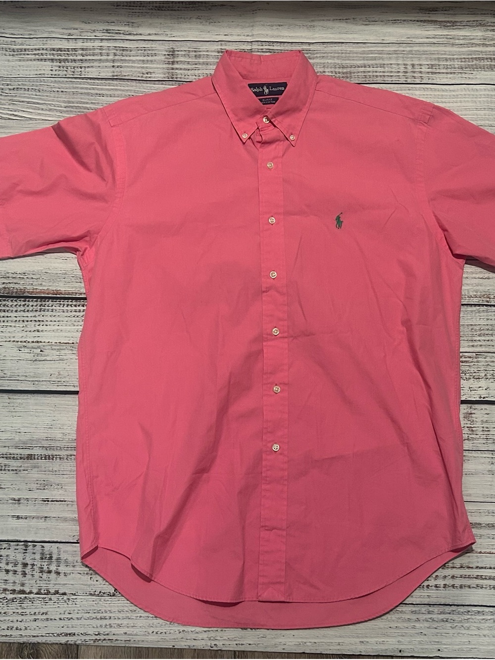 Ralph Lauren Blake Pink SS Button Down Shirt M EUC